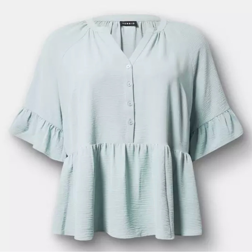 Torrid Raglan Ruffle Peplum Top - Picture 7 of 10